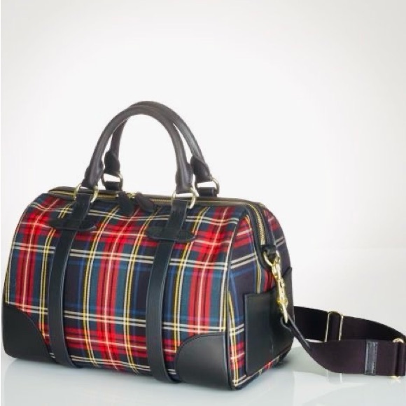 Polo Ralph Lauren Tartan Plaid Duffle Crossbody Satchel Boston Shoulder Bag - Picture 2 of 11